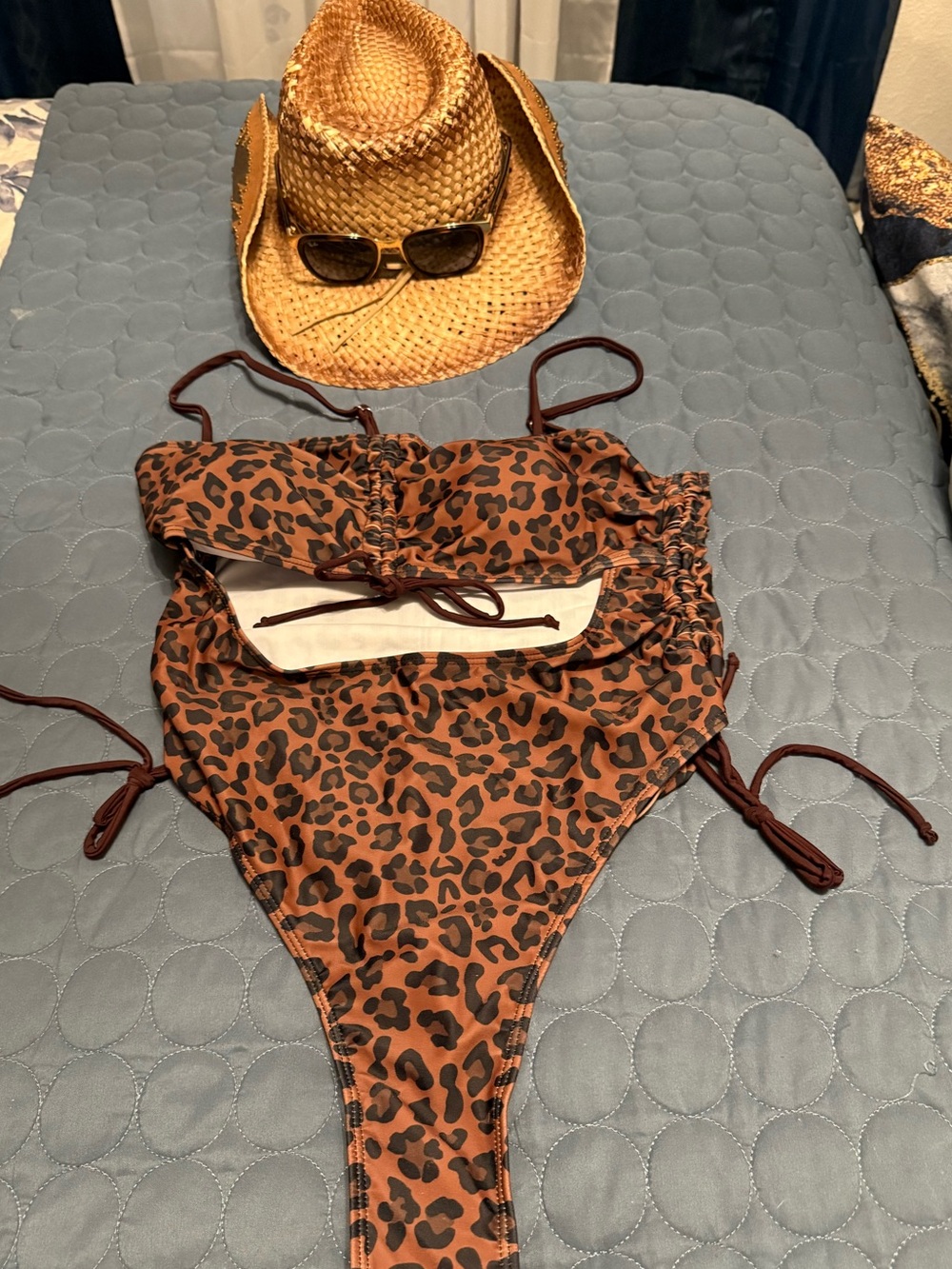 Women’s sexy cheetah print thong one piece swimsuit